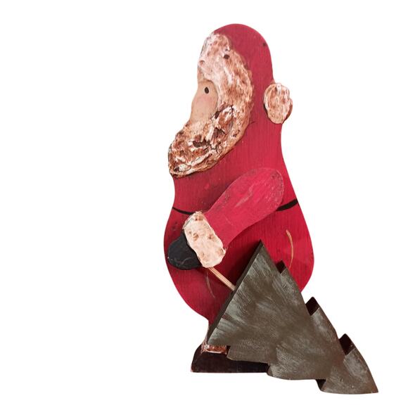 Handmade Christmas Wooden Santas Hand Painted 2 Unique, One of a Kind pieces - Picture 9 of 12